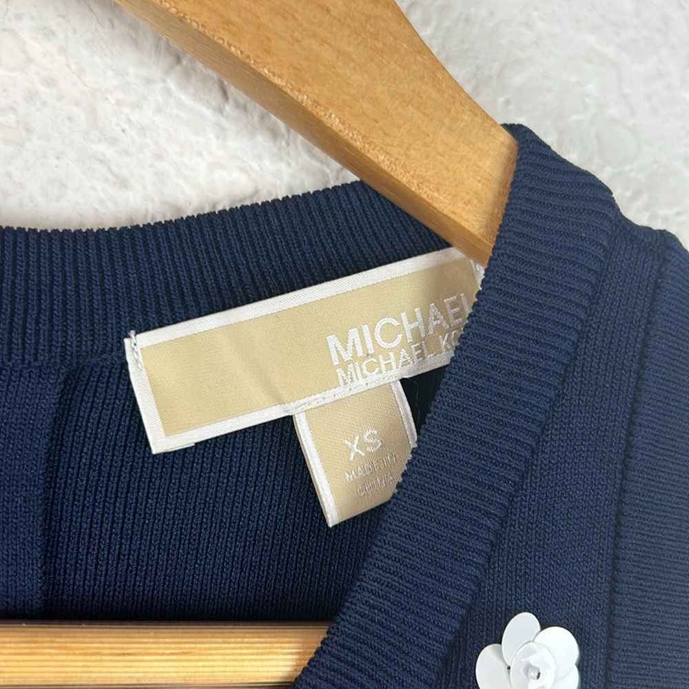 Perfect Michael Kors midi knit sleeveless beaded flower dress XS - Picture 5 of 10